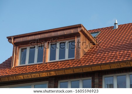 large copper dormer on rooftop Stock foto © 