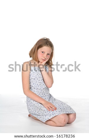 Pretty Girl In Dress Kneeling And Pouting Stock Photo 16178236 ...