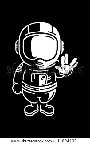 Cute vector astronaut with vulcan sign