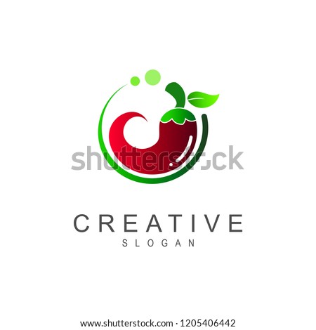 chili logo, circular chili logo +  icon of spicy cuisine + sauce icon