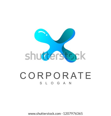 logo letter x, logo x and water droplets + icon of fresh drinks