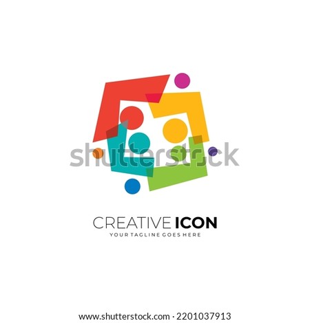 Social logo, people care design colorful, charity logos