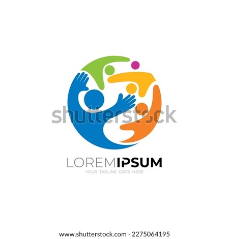 Social logo with people care design template, family logos