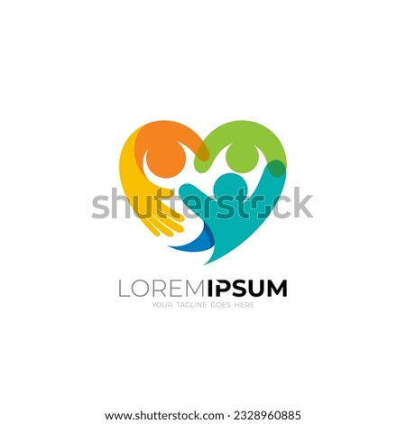 Love care logo with social design illustration, colorful style, union logos