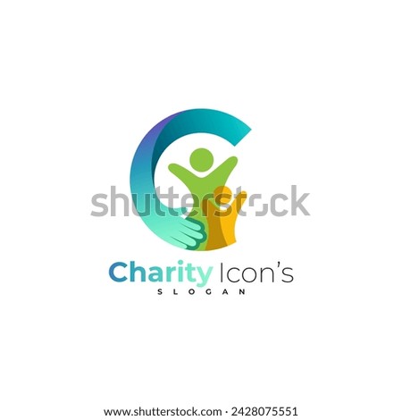 Letter C logo and people care design combination, family logos, unity