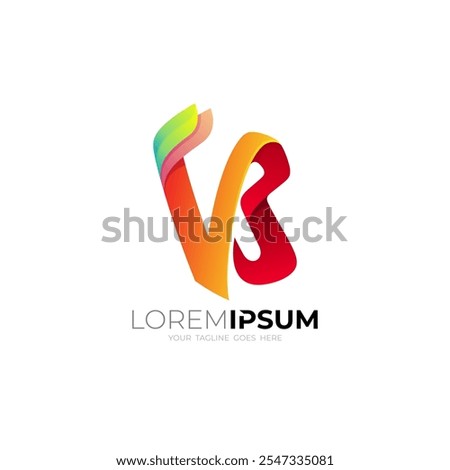 VB logo, letter V and B logo combination, 3d colorful