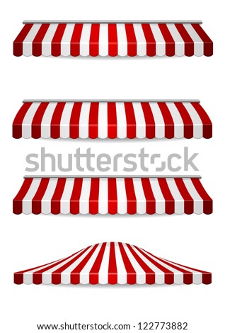 detailed illustration of set of striped awnings