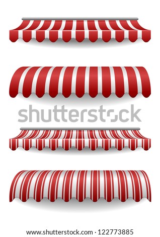 detailed illustration of set of striped awnings