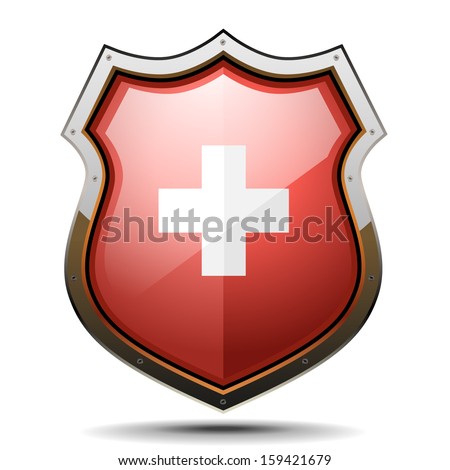 Detailed Illustration Of A Coat Of Arms With Swiss Cross Symbol ...