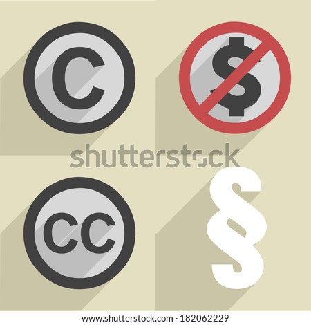 minimalistic illustration of a set of different copyright icons, eps10 vector