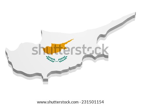 detailed illustration of a map of Cyprus with flag, eps10 vector