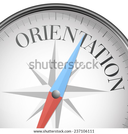 detailed illustration of a compass with orientation text, eps10 vector