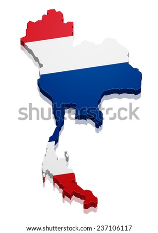 detailed illustration of a map of Thailand with flag, eps10 vector