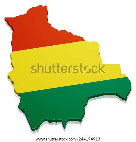 detailed illustration of a map of Bolivia with flag, eps10 vector