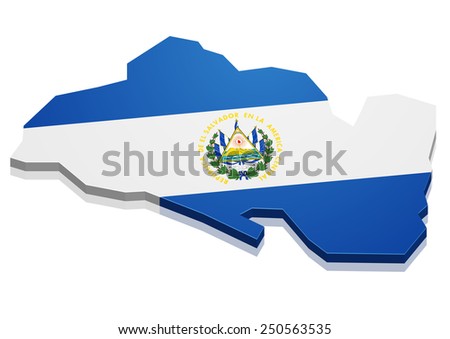detailed illustration of a map of El Salvador with flag, eps10 vector