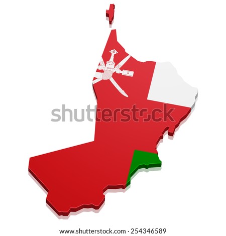 detailed illustration of a map of Oman with flag, eps10 vector