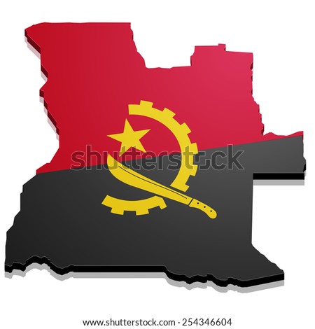 detailed illustration of a map of Angola with flag, eps10 vector