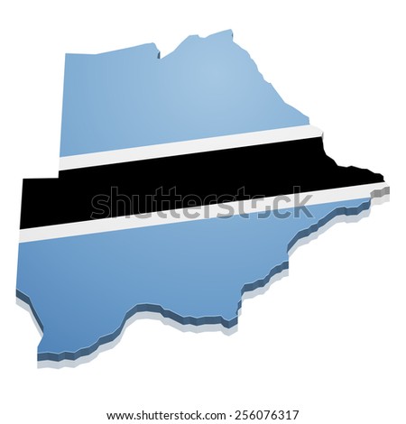 detailed illustration of a map of Botswana with flag, eps10 vector