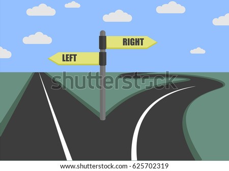 illustration of Road arrows at crossroads in difficult choice concept, eps10 vector