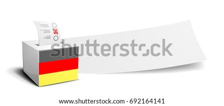 ballot box with national flag of germany in front of an empty banner, election concept, eps10 vector