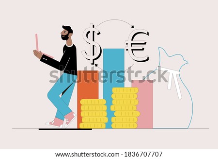 Businessman playing on the stock exchange. Business concept. Vector illustration. 