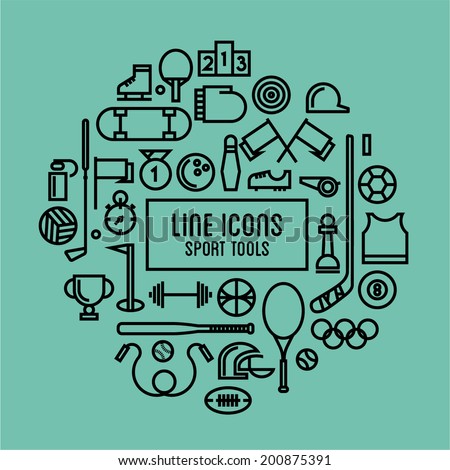 vector line icons sport tools