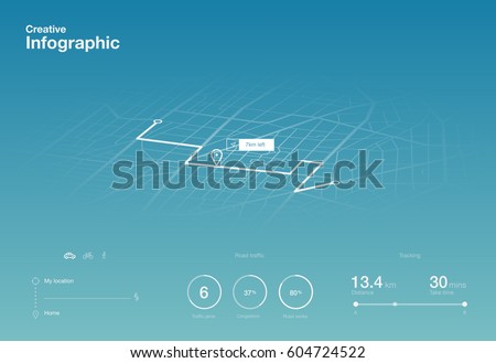 Dashboard theme creative infographic of city map navigation