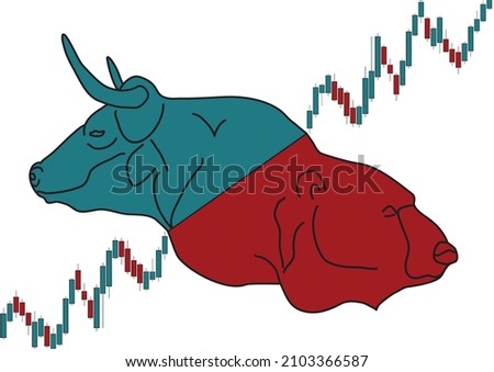 	
Vector Logo of a Bull and Bear on the Stock Market with candlestick pattern