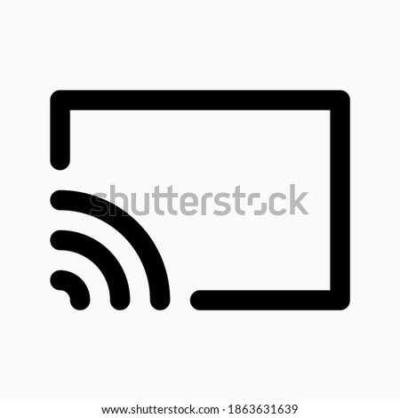 rectangle with wireless signal for wireless screen icon isolated on white background