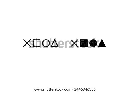 playstation cross, triangle, square, circle design game symbols icons on white background