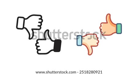 Thumbs up and thumbs down. Vector icon