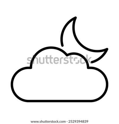 Vector illustration of a night sky with a partly cloudy symbol, representing weather conditions.