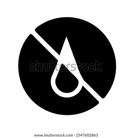 Icon of a water droplet with a slash, symbolizing no water or water conservation.