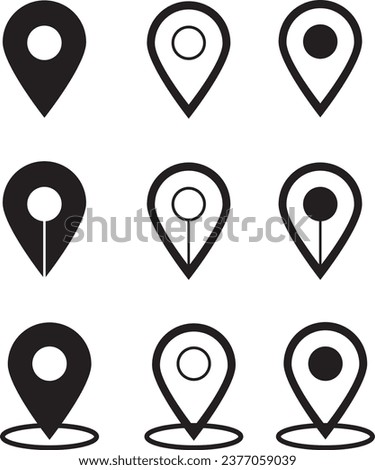 Location dots collection, location sign, navigation vector, clean background navigation, location icon, location dots set