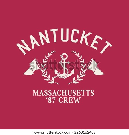 Nantucket Varsity Nautical Slogan Graphic