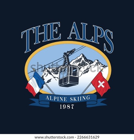 The Alps Gondola Alpine Skiing Graphic Vector