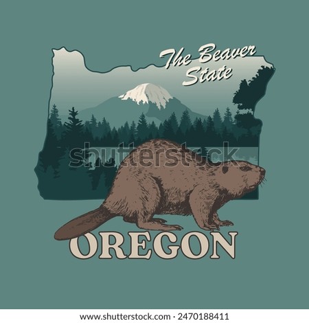 Oregon Destination State Vector Graphic