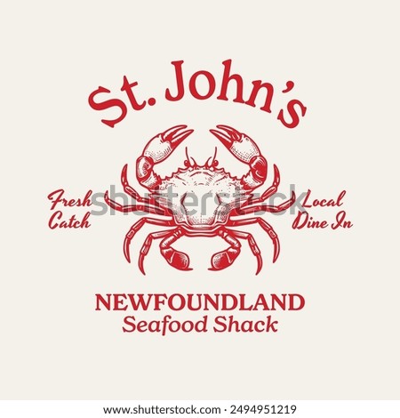 Seafood Crab Varsity Vector Graphic