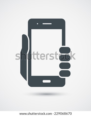 Vector icon of mobile phone in hand