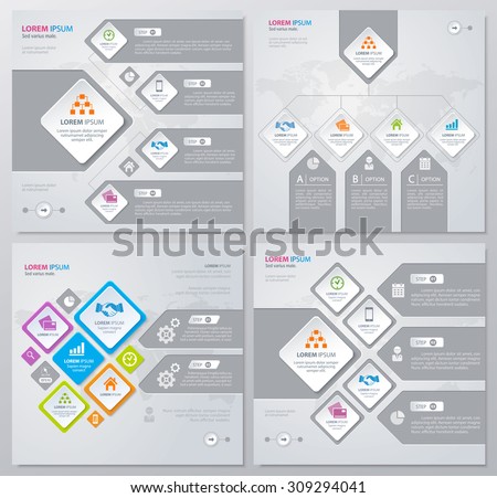 Collection of infographics elements in modern flat business style. Eps 10. Can be used for diagram, banner, number options, workflow layout, step up options, web design etc.