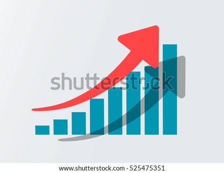 Growth vector diagram with red arrow going up. Vector icon isolated on white background. Success business symbol