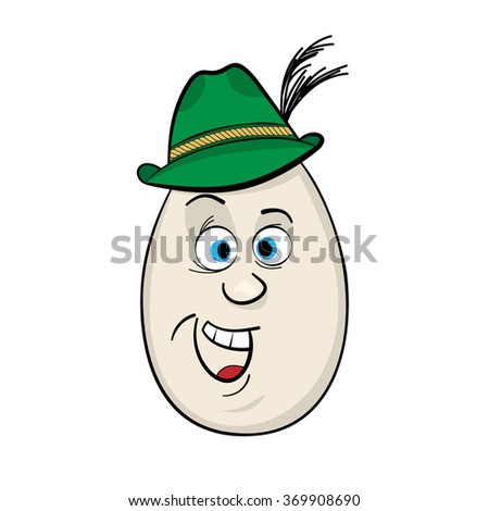 German Man Funny Cartoon Egg Face Character Vector Illustration