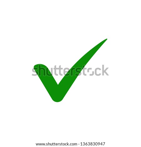 Green check mark icon. Tick symbol in green color, vector illustration. Сток-фото © 