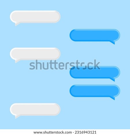 Set of minimal blank 3d chat boxes sign. 3d vector speech bubble illustration. Vector illustration