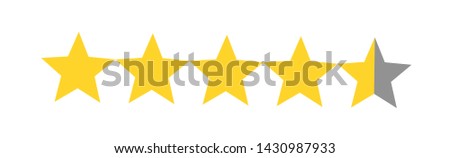 Rate us concept - 4 and half Star rating on white background, Customer product satisfaction review flat icon for apps and websites
