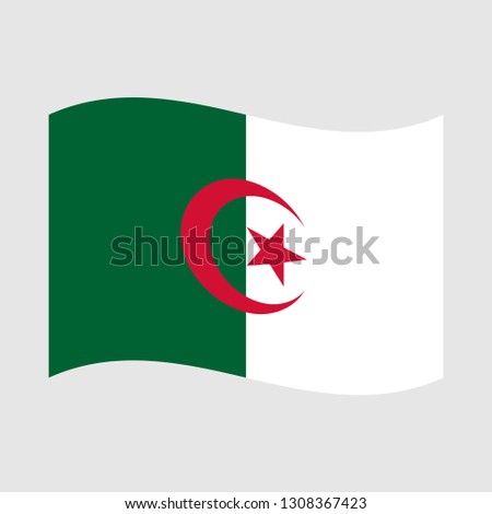 waves Flag of Algeria vector illustrator