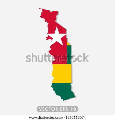 Flag of Togo maps territory, Togo flag template design. Vector Eps 10