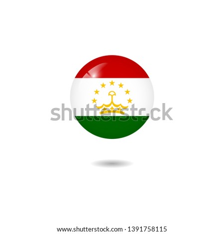 Flag of Tajikistan round 3d, Tajikistan flag template design. Vector Eps 10