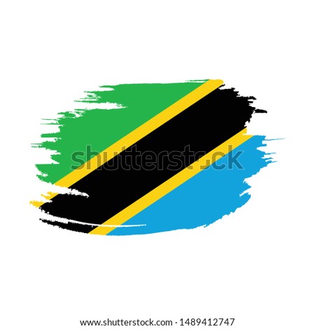 Flag of Tanzania with brush stroke effect , Tanzania flag template design. Vector eps 10