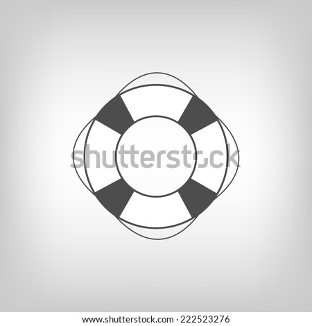 Safety ring as logo in grey colors. Sea theme, help, rescue